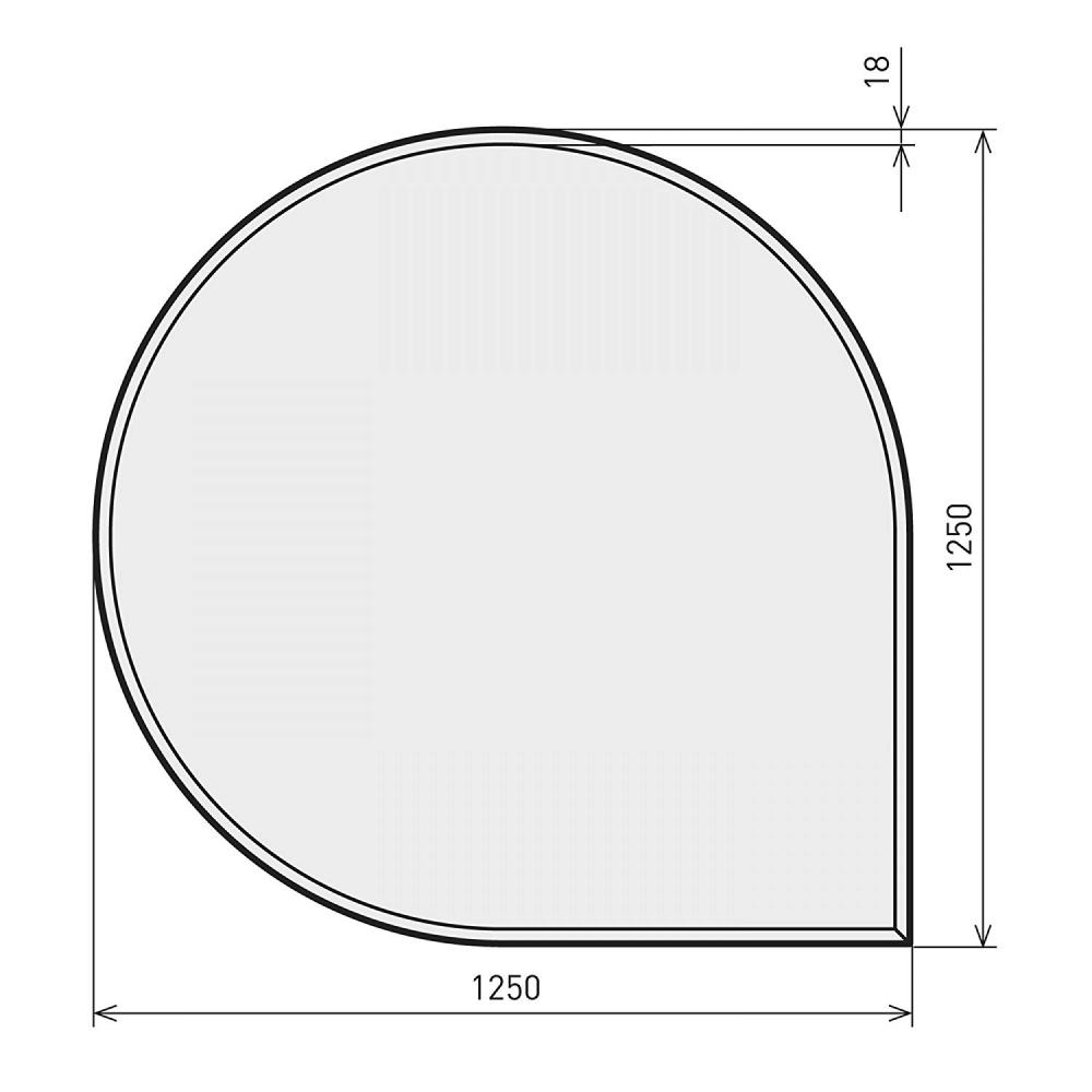 S&H Kaminglasplatte ESG 6mm Varianten<br>(Variante: Tropfen 2 B1250 x T1250mm) S&H Kaminglasplatte ESG 6mm Varianten<br>(Variante: Tropfen 2 B1250 x T1250mm)